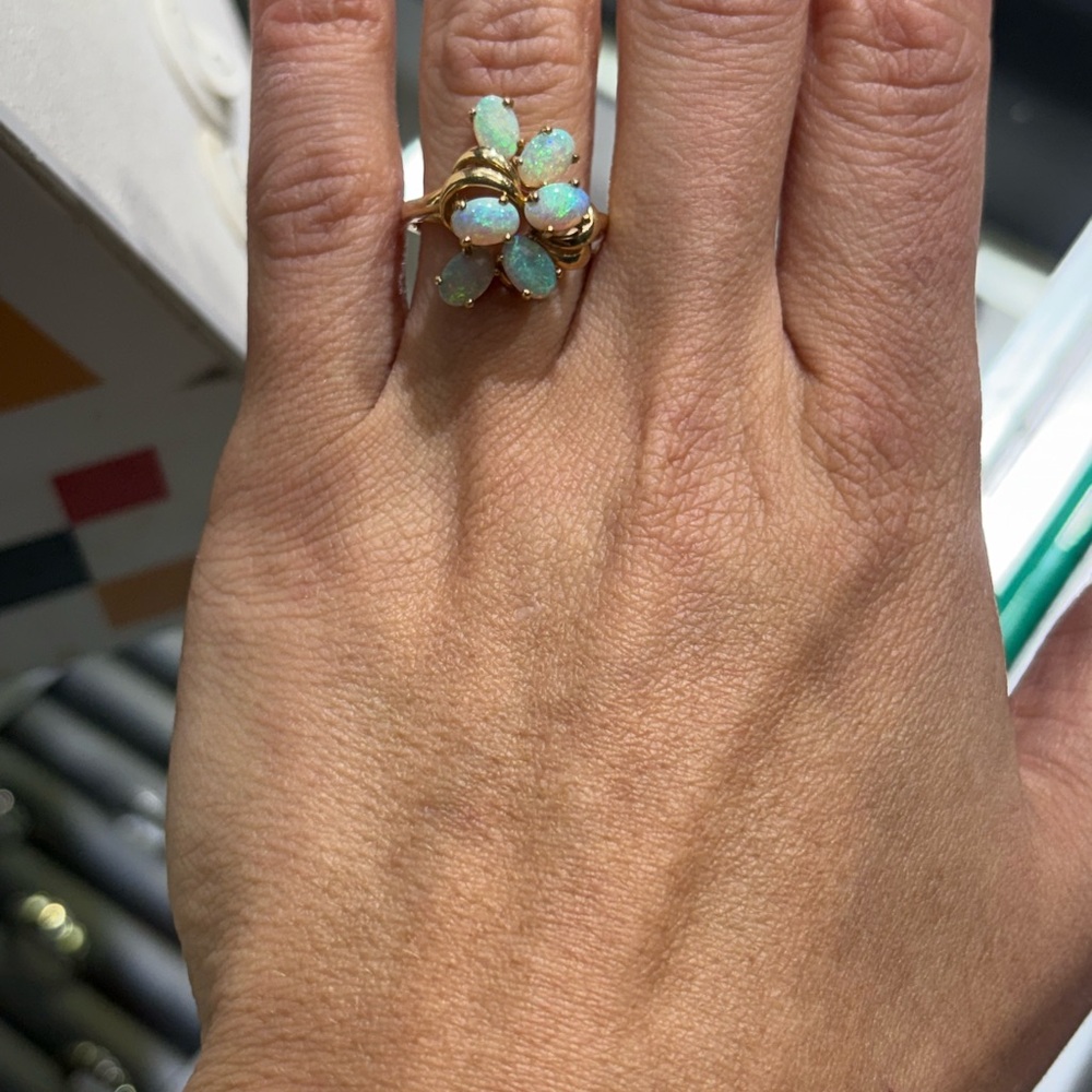 Vintage 14k Yellow Gold Natural Opal Ring Size 6.75